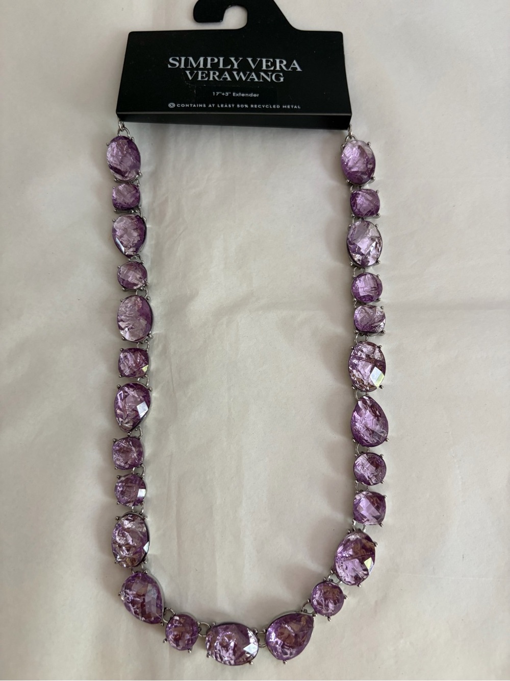 NWT Simply Vera Vera Wang Purple Crystal Choker Necklace - Picture 2 of 6